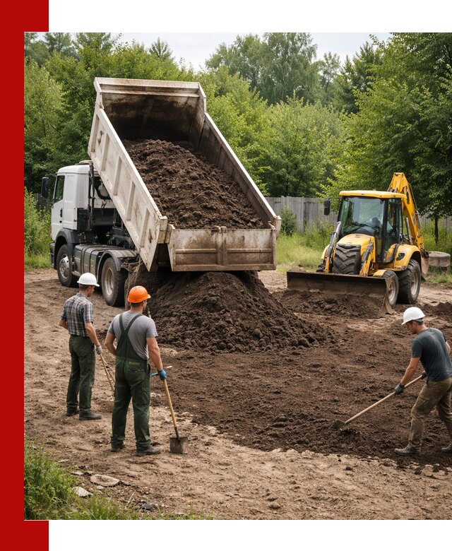 Доставка и укладка грунта для выравнивания участка в Петропавловске-Камчатском