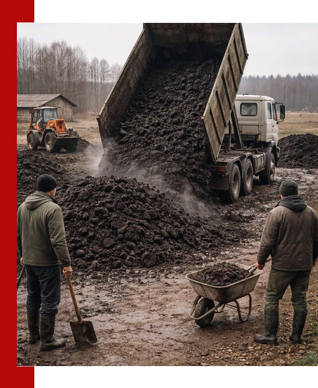 Доставка низинного торфа с разгрузкой и доставкой в Петропавловске-Камчатском