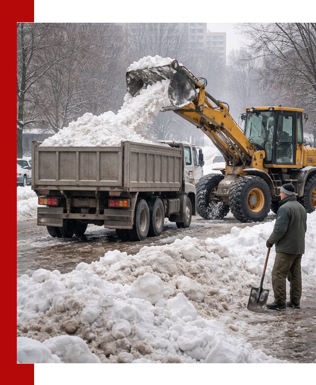 Вывоз снега грузовой техникой в Петропавловске-Камчатском оперативно и чисто