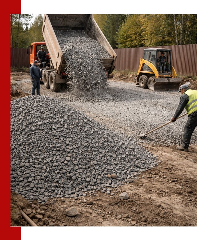 Отсыпка участка щебнем с доставкой и уплотнением в Петропавловске-Камчатском